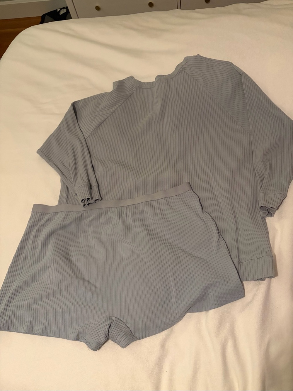 Maternity Ribbed Pajama Set - Light Blue - Picture 3 of 3